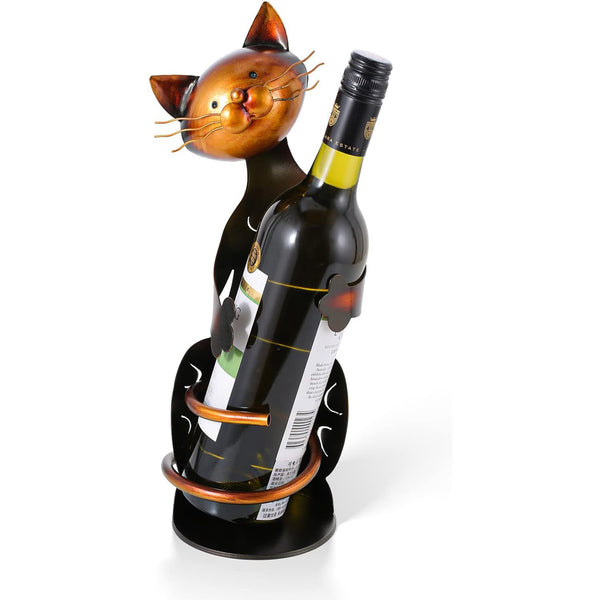 Cat-Shaped Wine Holder - Metal Sculpture Wine Rack Shelf for Quirky & Practical Home Decor!