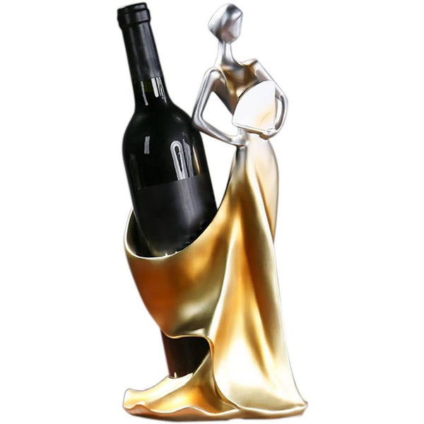 Golden Beauty Statue Wine Bottle Holder - Unique Decorative Piece for Your Kitchen or Bar!