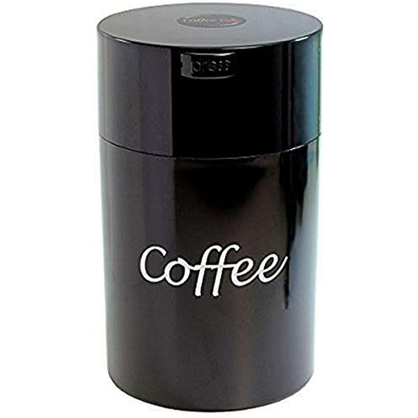 Airtight Coffee Container - Vacuum Seal for Ground Coffee and Beans - Smell-Proof, Multi-Use Storage in Sleek Black Design with Logo