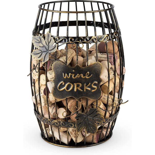 Display Wine Kitchen, Barrel Cage Holder Collector Decorative Vino Cork Storage Box Container Gift