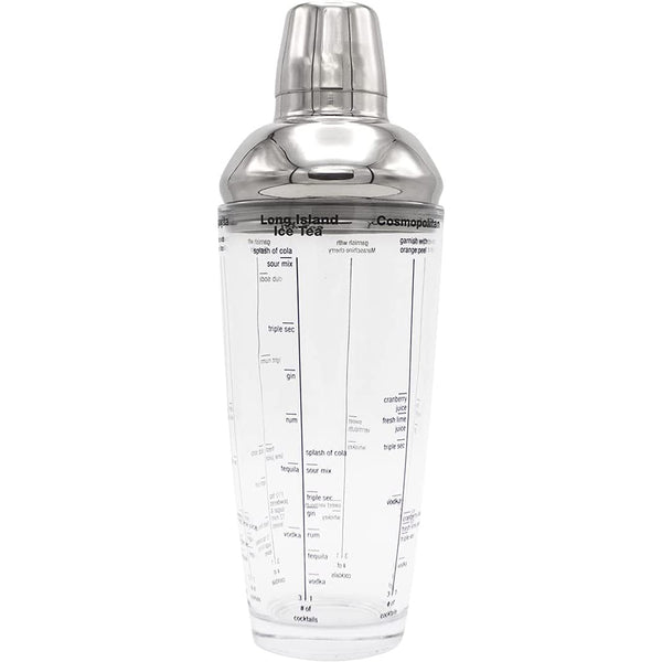 24oz Glass Cocktail Shaker, Includes Six Recipes
