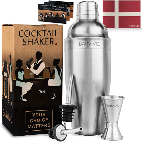 Professional Cocktail Shaker Set with a Double Jigger & 2 Liquor Pourers