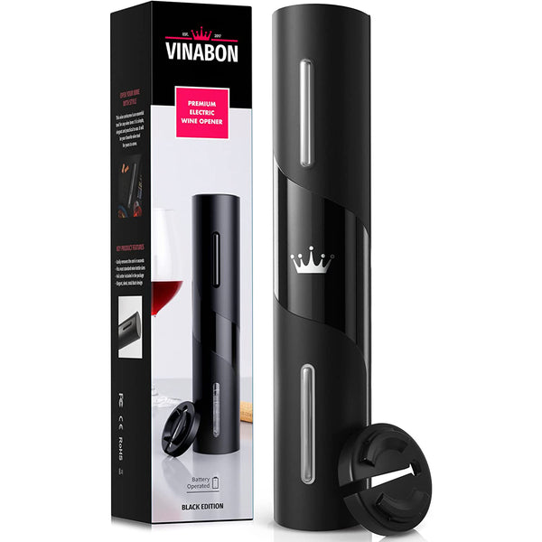Electric Wine Opener - New 2022 Battery-Operated Electric Wine Bottle Opener with Wine Foil Cutter