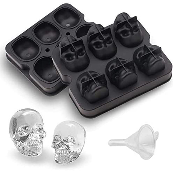 Large Whiskey Ice Ball Mold Skull, A Set 6 Large Sphere Ice Cube Molds