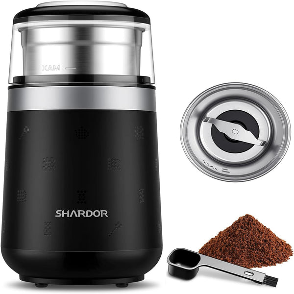 Electric Coffee & Spice Grinder for Espresso Lovers - Enjoy Quiet Grinding at Home in Sleek Black Design!