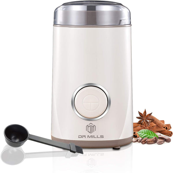 White Electric Coffee & Spice Grinder with SUS304 Stainless Steel Blade & Cup - Elevate Your Grinding Experience!