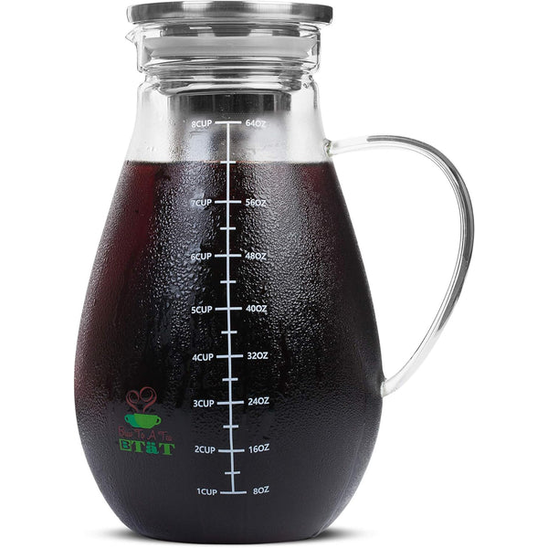 Versatile 2L Cold Brew Coffee Maker & Tea Pitcher - Effortlessly Brew Iced Coffee, Iced Tea, and More! Complete Cold Brew System for Refreshing Beverages, Coffee Accessories Included