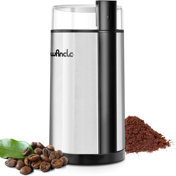 Wancle Electric Coffee Grinder - Effortlessly Grind Beans, Spices, and More with One Touch! Includes Clean Brush, Stainless Steel Design