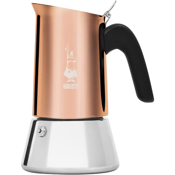 Stainless Steel Stovetop Coffee Brewer for All Hobs - 6 Cups (7.9 Oz), Available in Copper and Silver Finishes