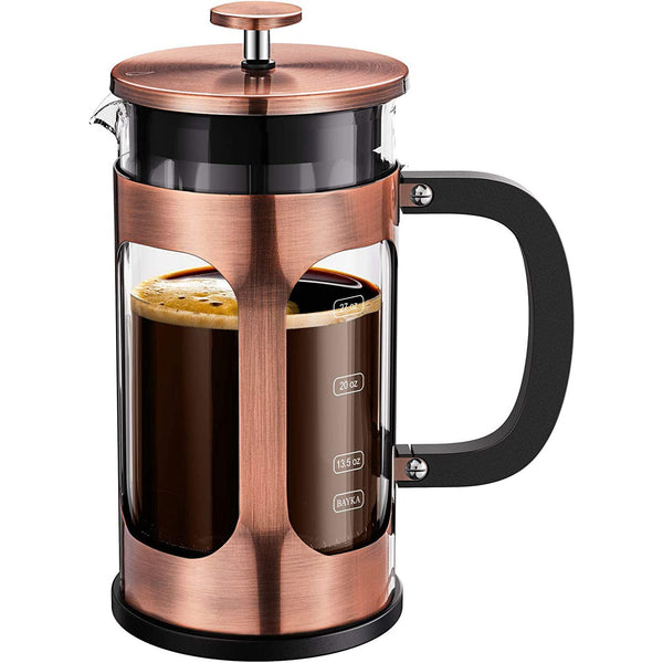 French Press Coffee Maker - Glass Classic Copper 304 Stainless Steel Coffee Press - 34 Ounce
