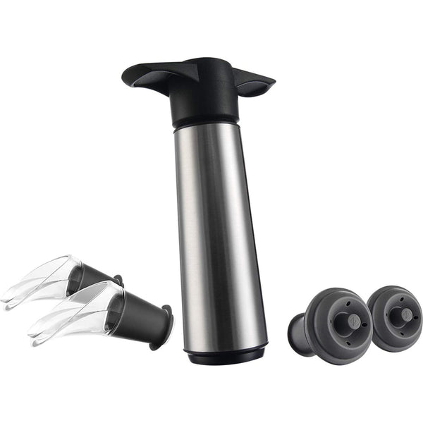 Wine Stoppers Vacuum Sealers and Wine Pourers - Wine Pump is Stainless Steel - Wine Vacuum Stoppers are Black