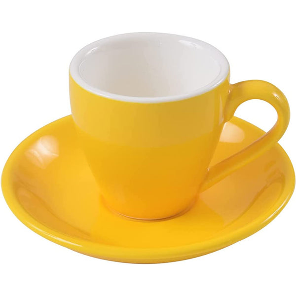 Porcelain Espresso Cup with Saucer - Espresso shot Cup - 80ml/2.7Oz - Yellow