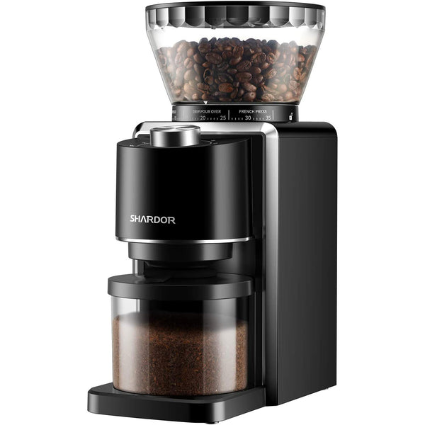 Conical Burr Coffee Grinder - Electric Adjustable Burr Mill with 35 Precise Grind Setting for 2-12 Cup - Black