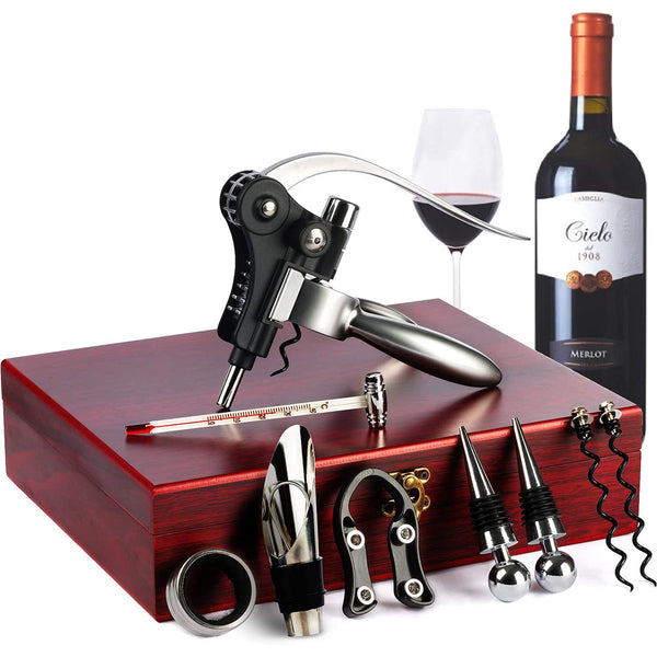 9-Pieces Wine Opener Set Christmas Gifts for Men - Corkscrew Stainless Steel Wine Bottle Opener Kit