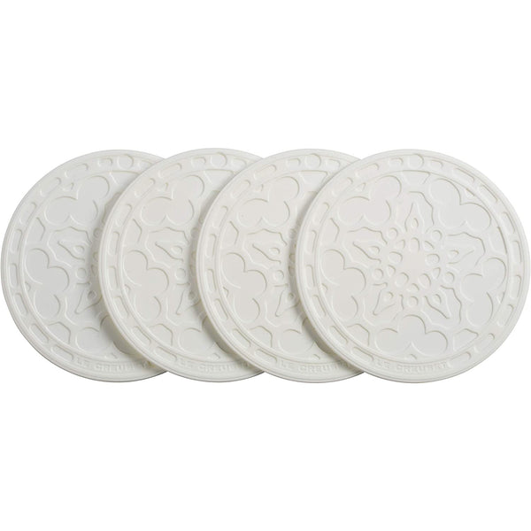 Silicone French Coasters, Set of 4 - 4" diameter , White