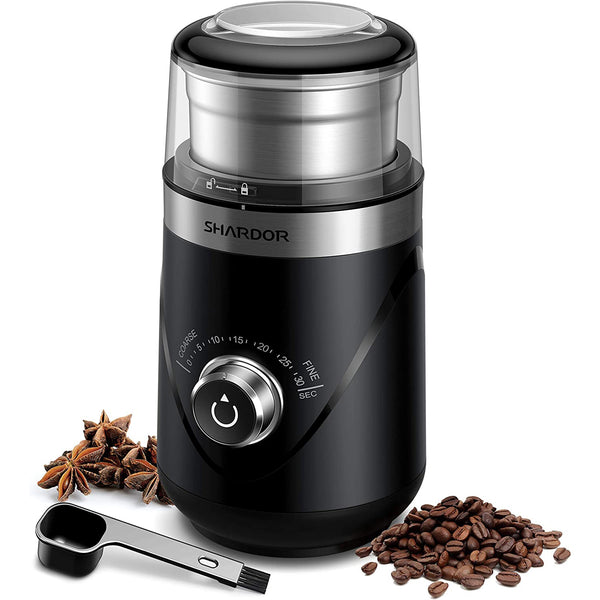 Adjustable Coffee Grinder Electric - Coffee Bean Grinder, Espresso Grinder with 1 Removable Stainless Steel Bowl - Black