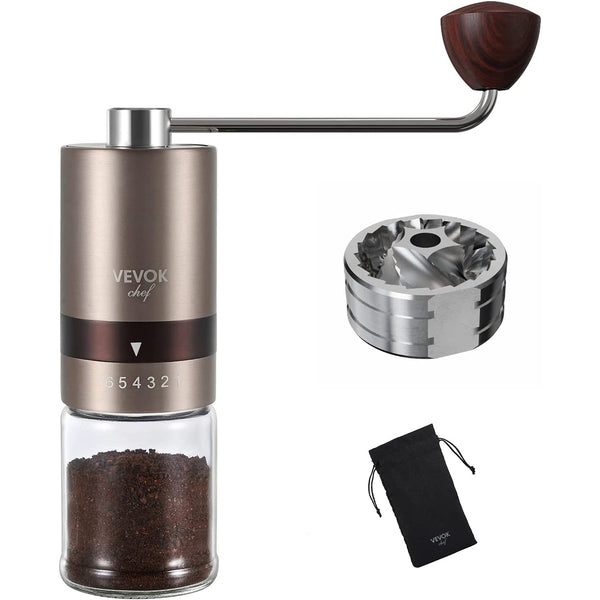 Manual Coffee Grinder Stainless Steel - Compact Gold Hand Coffee Grinder Ultra Fine for Espresso Capacity 20g