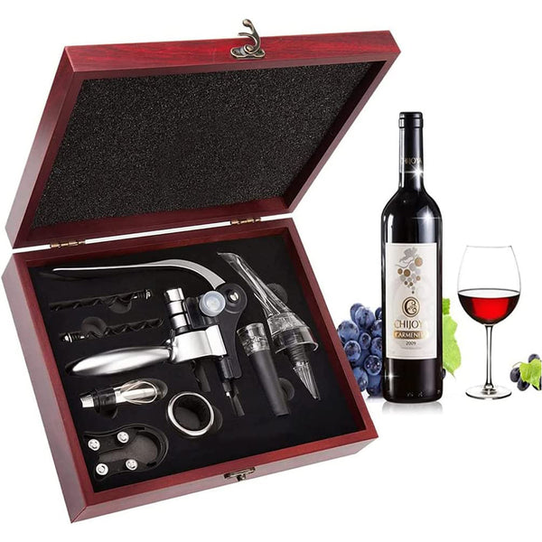 Wine Opener Set, Wine Accessories Aerator Wine Opener Kit Gift Set, red wine Corkscrew with Wood Case