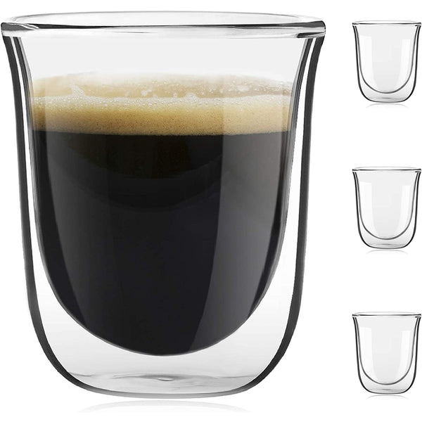 Double Walled Espresso Glasses Espresso Cups (Set of 4)- 2-Ounces
