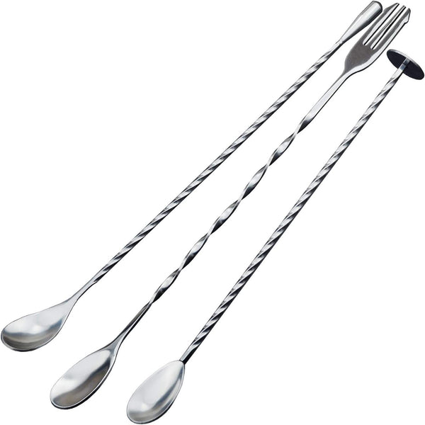 3 Pcs Cocktail Mixing Spoons 12-Inch Bar Spoon