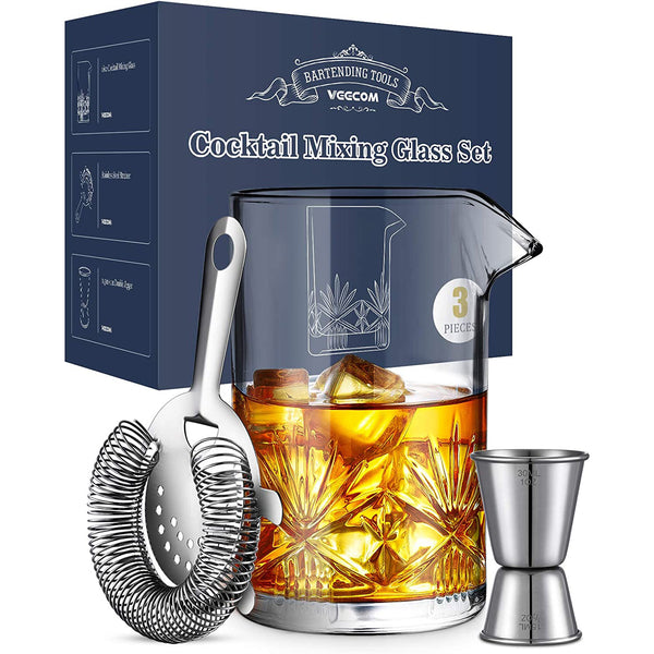 Cocktail Mixing Glass, 18oz Crystal Mixing Glass Bartender Kit