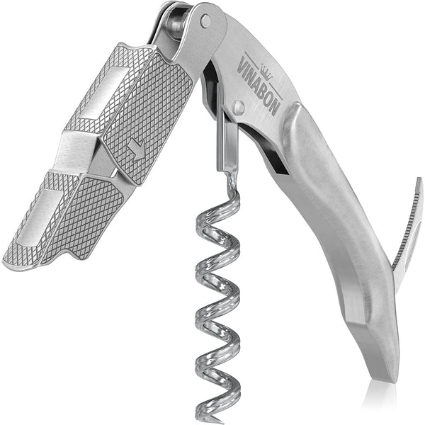 Waiters Corkscrew Wine Opener - Professional Quality 3-in-1 Stainless Steel Wine Key with Beer Opener for Servers and Bartenders