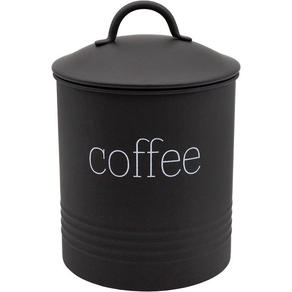 Enamelware Black Coffee Canister - Modern Farmhouse Style Coffee Storage for Kitchen