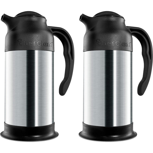 Stainless Steel Thermal Coffee Carafe Thermos - Insulated Hot & Cold Beverage Pitcher Dispenser - 24 OZ. - Twin Pack