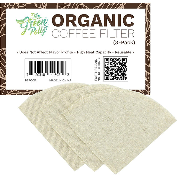 Organic Hemp Cloth Coffee Filter Cone No. 4 - 3-Pack - All-natural Hemp Cotton Cloth Coffee Filters