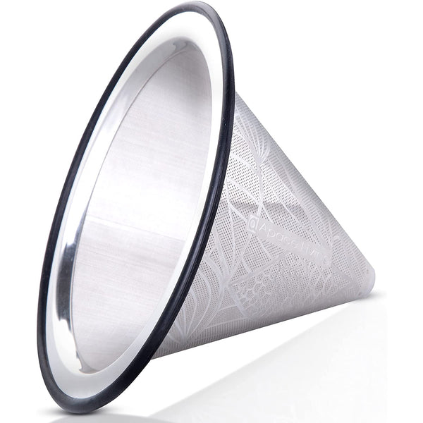 Pour Over Coffee Filter - Wide Metal Base Reusable Stainless Steel Coffee Dripper - Perfect for Chemex Hario Bodum & Other Coffee Makers - Paperless Coffee Filter for Sustainable Brewing