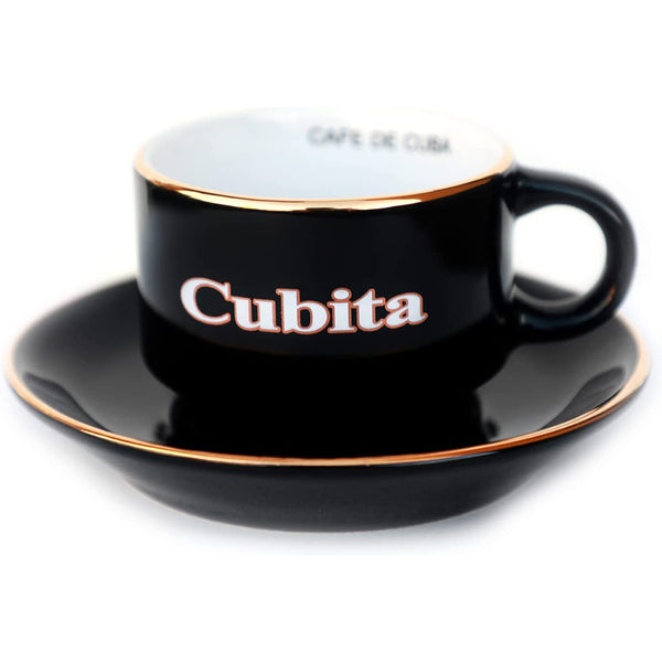 Espresso Cups Set for Cuban coffee - 6 Small Ceramic Cups with Matching Saucers (3 oz)