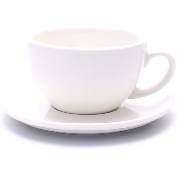 Cappuccino Barista Cup and Saucer, Glossy White, 8.5 oz