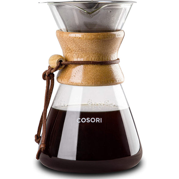 Pour Over Coffee Maker with Double-layer Stainless Steel Filter, 34 Ounce