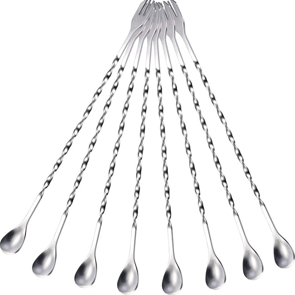 8 Pieces Cocktail Spoon Stirring Bar Mixing Long Spoon Stainless Steel