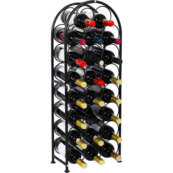 Bottles Arched Freestanding Floor Metal Wine Rack Wine Bottle Holders Stands, Black