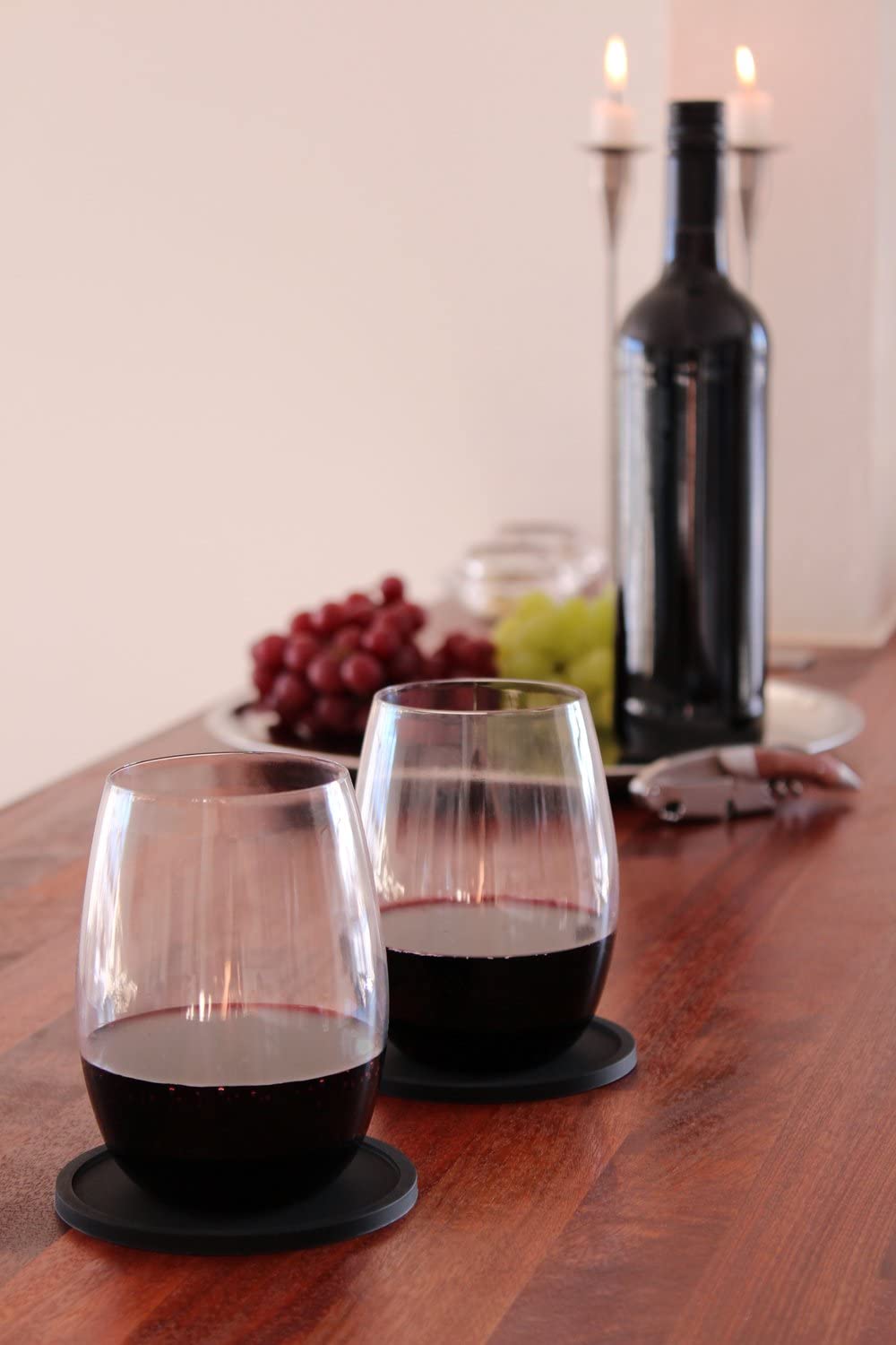 Silicone Coasters with Holder Set of 8 - Black - Thumbnail 3