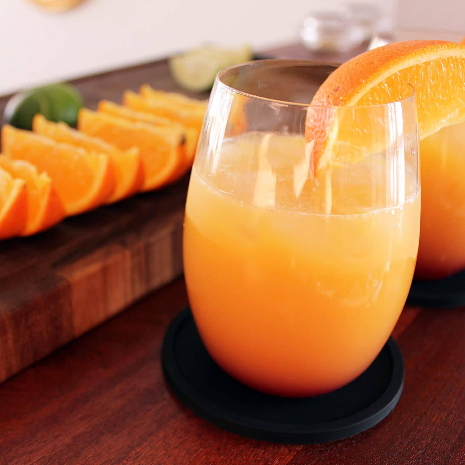 Silicone Coasters with Holder Set of 8 - Black - Thumbnail 4